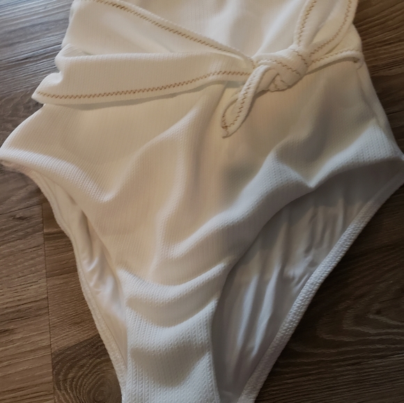 Kaia Tie Side One-Piece Swimsuit Ivory - Picture 11 of 12